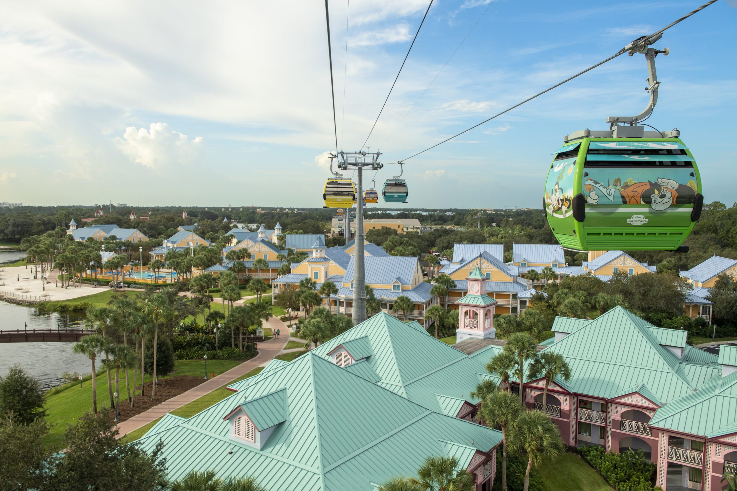 Multi-generational family resort accommodations close to theme park entrances with amenities for all ages.