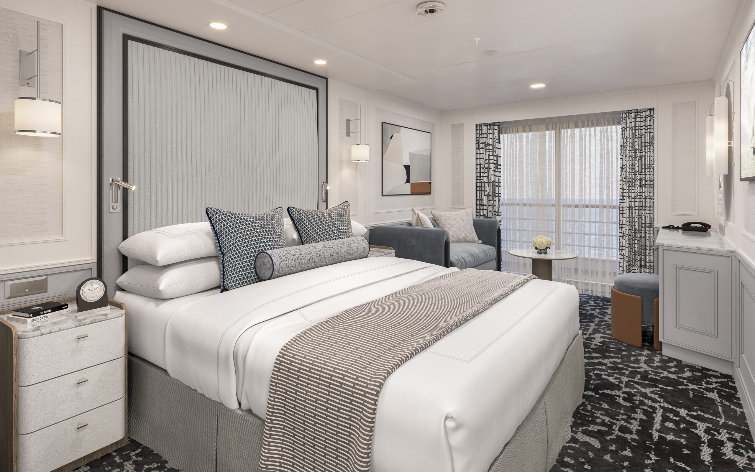 Luxury hotel room with dramatic view representing expert set-jetting travel planning