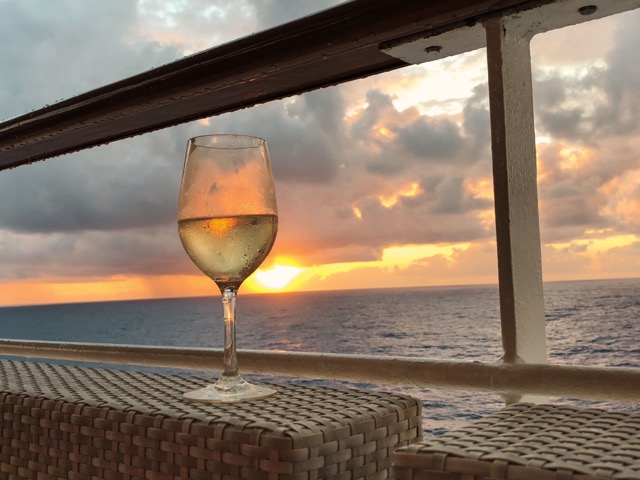 Cruise ship at sunset during a Thanksgiving holiday sailing